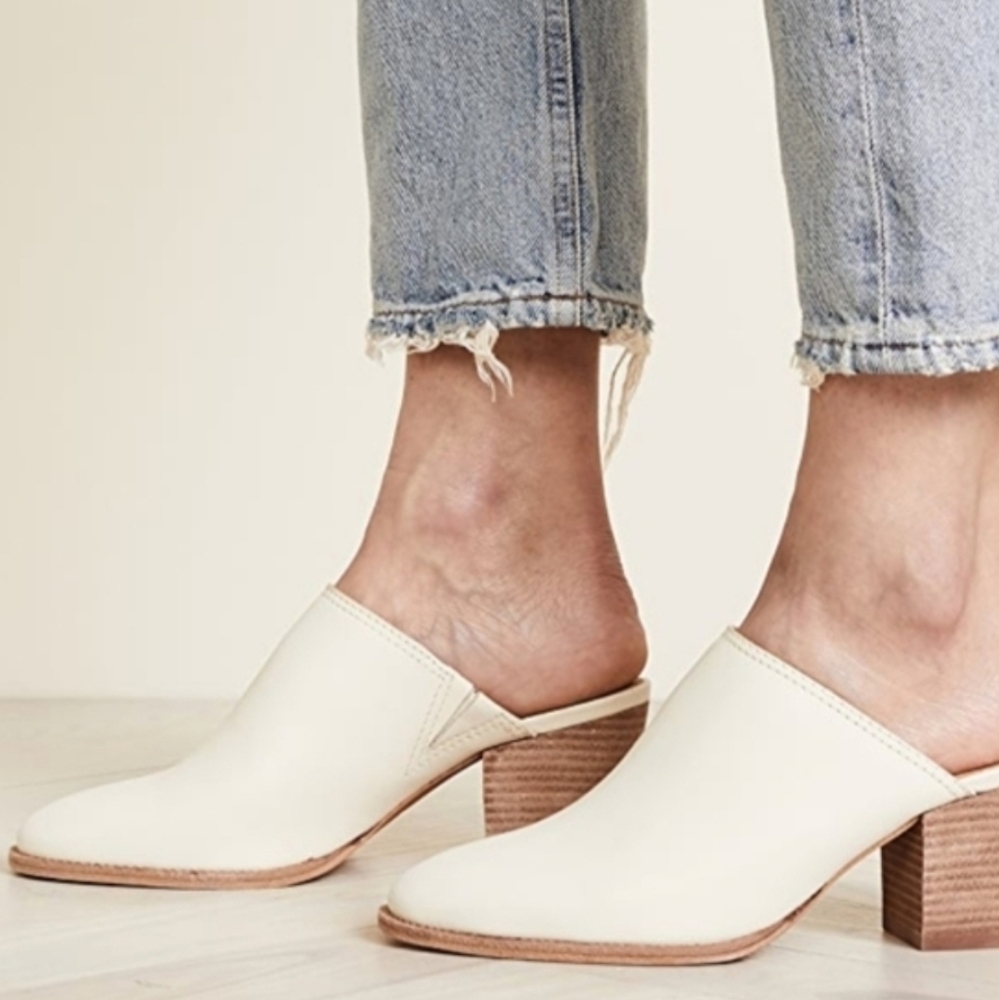 Madewell Harper Off White Leather Mules